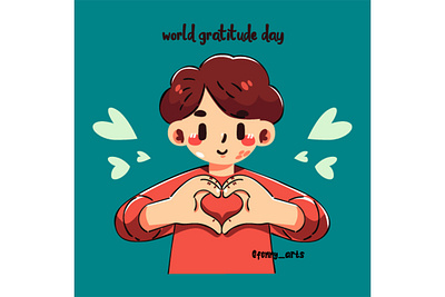 World Gratitude Day Celebration anniversary boy campaign cartoon celebration concept congratulation day event grateful gratitude greeting happy heart holiday joy love positive social thanks