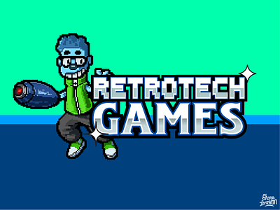 Pixel Pete Mascot Character - Retrotech Games branding character character design logo mascot