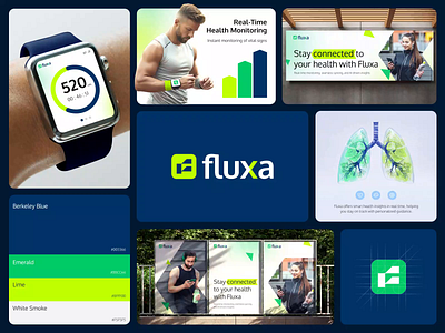 Fluxa - AI-Assisted Health Monitoring Branding animation blue brand brand identity brand visuals branding design graphic design green health health monitoring logo logo animation logo design logo identity motion motion graphics simple motion vector vektora