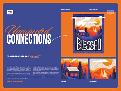 Unexpected Connections Layout blessed cabin connection connections design drawing environment grid illustration landscape layout peace peaceful procreate series stippling story storytelling texture woods