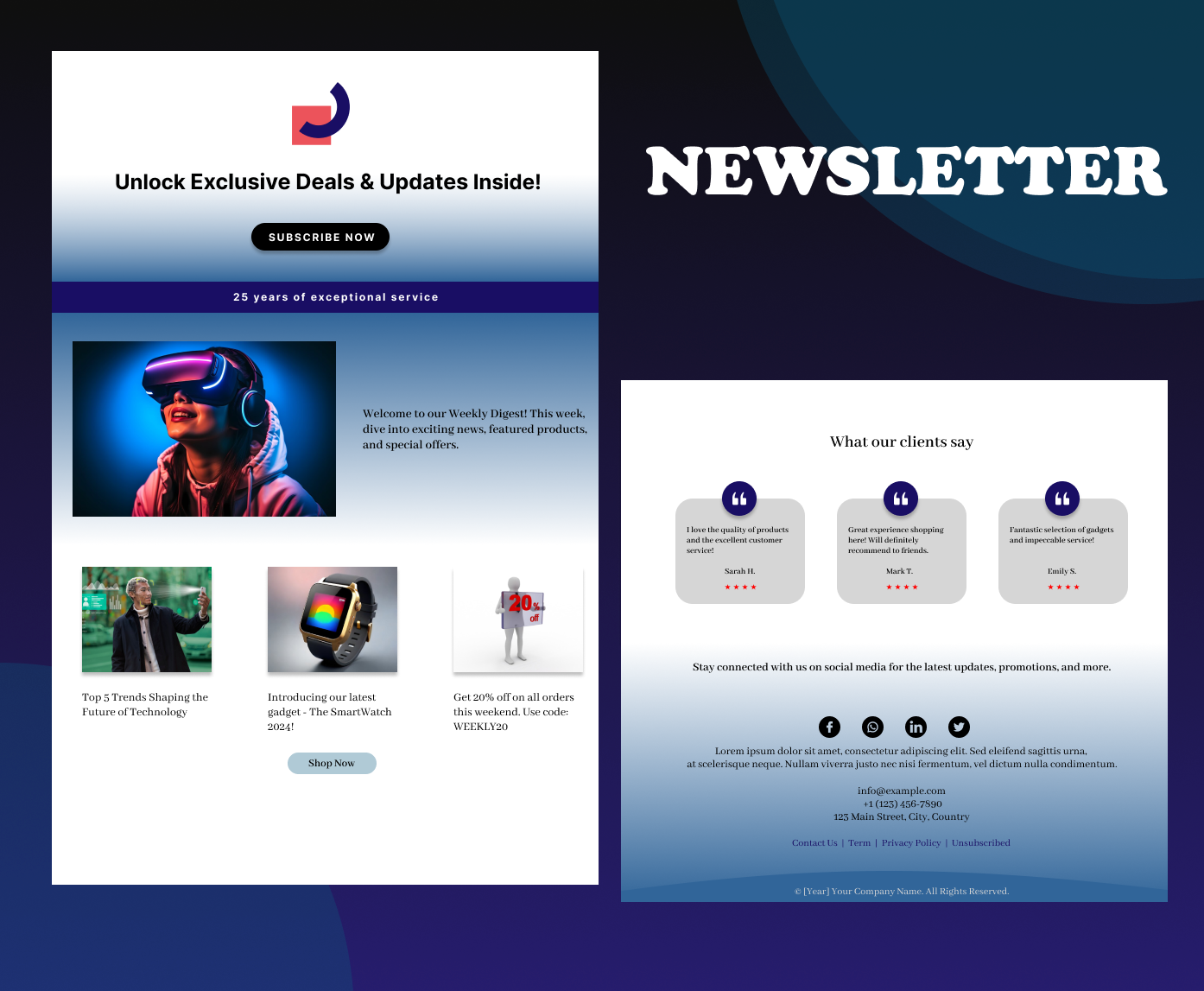 E-mail Newsletter Design branding email figma graphic design interface design logo mobile design moern newsletter products simple technology ui uiux design user experience user interface ux web app web design