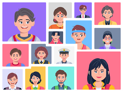 Faces People Vectors avatar character character design design diversity expressions faces flat icons icons pack illustrator kid man mascot people person profile teen vector vectorart woman