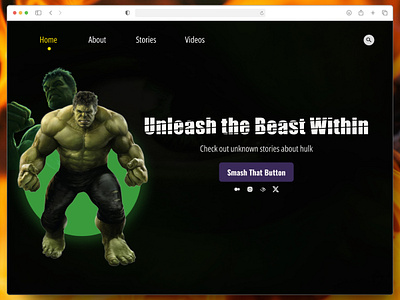 Hulk Landing page design design editing firstpage frontpage hulk hulkmarvel landing landing page marvel new photo ui