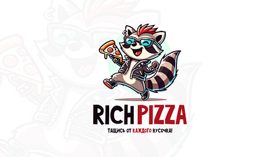 Raccoon pizza delivery logo animal logo delivery logo fast food logo food logo logo logo design logotype mascot logo pizza logo raccoon logo