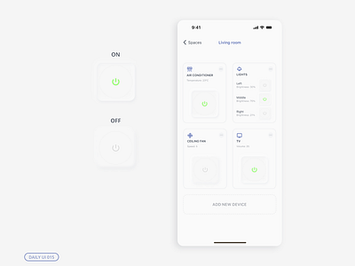 Daily UI #015 / on-off button app daily ui 015 dailyui mobile on off button smarthome ui uiux ux