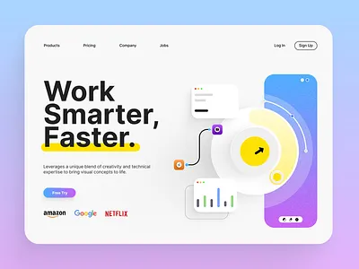 UI Design | Work Smarter, Faster | Hero Section 3d animation branding graphic design logo motion graphics ui