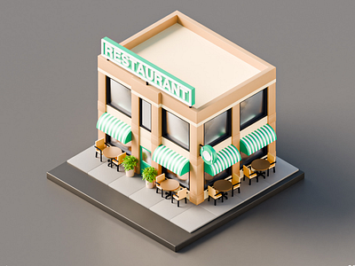 Restaurant 3D Animation 3d 3d modeling 3d motion animation architecture blender branding building cafe design fnb food and beverage graphic design illustration logo motion restaurant vector