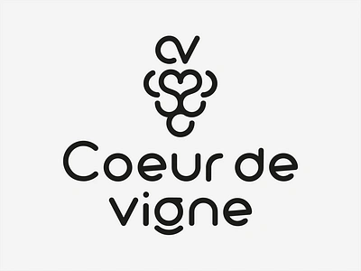 LOGO - COEUR DE VIGNE branding c champagne design grapes graphic design icon identity illustration logo marks school symbol type ui v