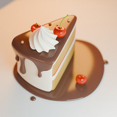 Stylized Cake 3D icon 3d 3d illustration 3dart 3dicon 3dillustration 3dmodeling blender cake design food mobilgame