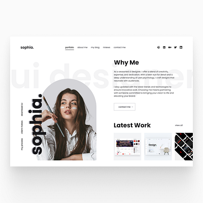 Portfolio Website. Sophia. figma hero section landing page portfolio ui ui design user interface web design website