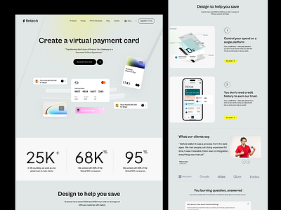 Fintech Landing Page bank banking website finance website fintech web fintech website landing page landingpage payment card product deisgn uiux virtual card web web design