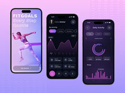 Fitness Tracker App Design app design app ui dark mode design exercise fitness fitness app fitness coach fitness metrics fitness tracker fitness trainer app fitness ui gym app ios mobile app tracking app ui ux wellness app workout app