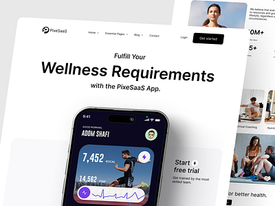 PixeSaaS - Activity Fitness Tracker Landing Page Website activity tracker design fitness app fitness tracker fitness website health healthy home page landing landing page minimalist modern startup training ux web design website design workout workout app workout tracker