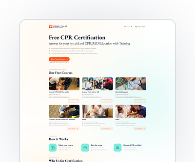 CPR/AED & First Aid Learning acls caretakers clean cpr training cpraed emergency response figma first aid training free certification housewives landing page maids mininal pals responsive design ui user expereeince ux web design wix studio