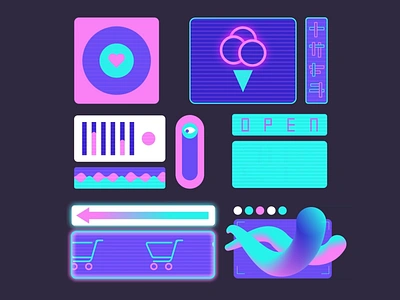 Shop Signs 80s animation cart chart e commerce ecommerce graph heart heart animation icecream motion design motion graphics neon retrowave shop shop animation shopping shopping cart synthwave webshop