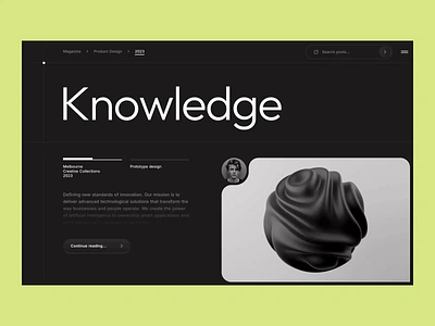 Knowledge / Prototype - Website Concept 3d elements abstract blender cms concept design landing page minimalist portfolio prototype ui ux video background web web design webdesign website