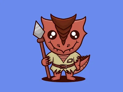 KOBOLD CHARACTER animal cartoon cute dragon draw illustration kobold logo mascot spear