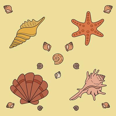 A set of cute original sea snail shells app branding design graphic design illustration logo typography ui ux vector