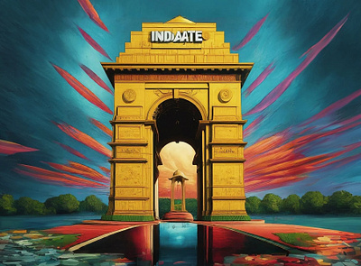 India Gate - Digital Art 1 adobe illustrator coreldraw digital art figma india gate toon vector