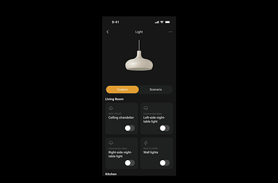 Smart Light Switcher app clean design simple design smart home switchon swithcer toggl ui ux