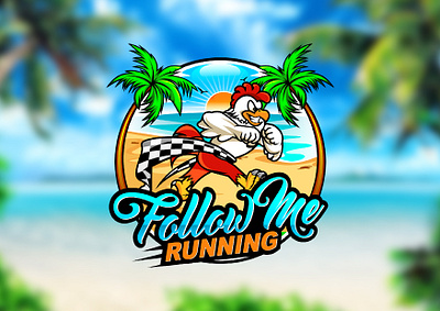 Beach Run Rooster: Race to the Finish Line beach beach logo branding florida graphic design illustration logo mascot logo rooster rooster logo run logo run rooster vector