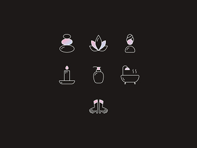 🧖‍♀️ Icons for luxury SPA dark theme icon icon design icon designer icon set iconography icons icons for spa salon illustration line icons lotus massage spa ui ui design vector