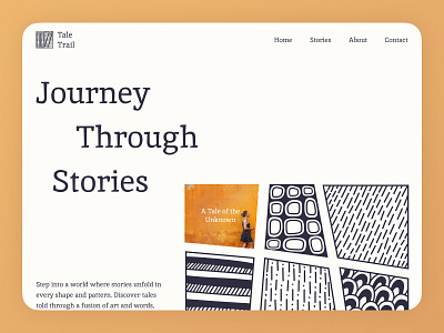 Tale Trail: Journey Through Stories abstract art blue book card green interface juorney layout minimalism pattern red story ui web website yellow