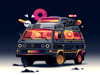 Combi westfalia adventure city combi design futur illustration light neon retro van westfalia