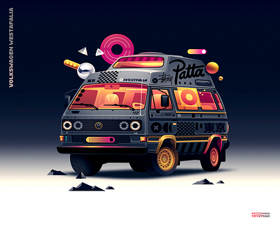 Combi westfalia adventure city combi design futur illustration light neon retro van westfalia