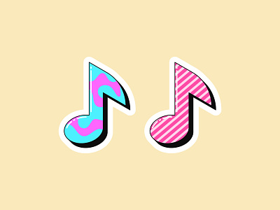 Music note stickers art audio cartoon disco festival icon illustration karaoke melody music musical note party podcast pop retro show song sound sticker