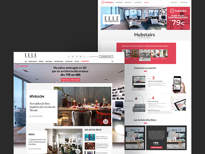 Hustairs x ELLE - Landing page ad ads advertising decoration design elle furniture home homepage interior skin takeover ui web