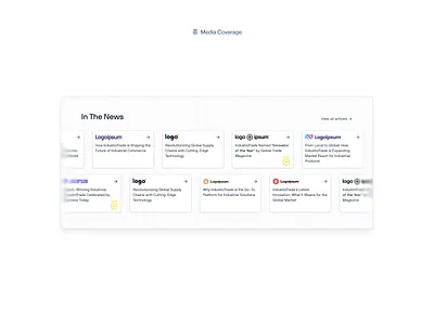 Press mentions. ↓ b2b framer landing page media product design ui ux web design