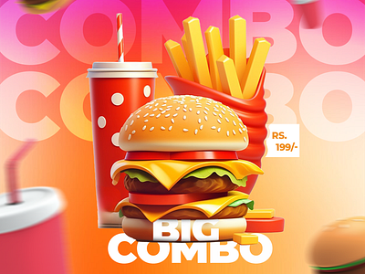 Big Combo - Vibrant Fast Food Ad Design ad design adobe adobe photoshop burger design burger post design designer food ad design food design graphic design graphic designer post design social media design social media food post design social media post design