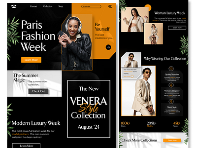 A Fashion Week black dark design fashion luxury modern orange paris ui ux web design white