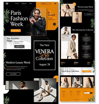 A Fashion Week black dark design fashion luxury modern orange paris ui ux web design white