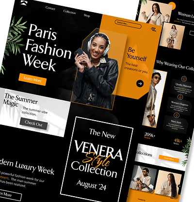 A Fashion Week black dark design fashion luxury modern orange paris ui ux web design white