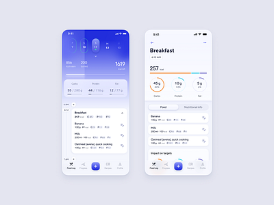 Calorie tracking UI exploration calendar calorie ios mobile nutrition timeline tracking ui ux wellness