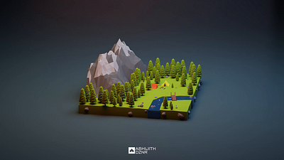 Mountain Camp site, Mini World 3d render