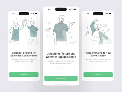 Onboarding Screen UI UX admin app calendar clean concept dashboard design event figma green illustration ios onboarding to do list ui ux website