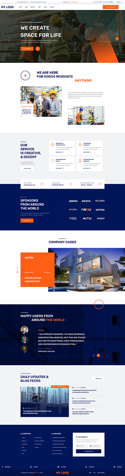 Construction Website UI Design | Streamlined and Professional In 3d animation branding construction website design graphic design illustration logo motion graphics ui vector