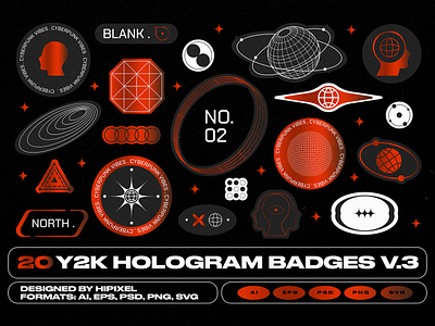 Y2K Hologram Badge Stickers V.3 80s acid badge chromatic foil gradient holo hologram holography label metallic rainbow retro sticker y2k