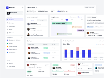 BordUp - HR Dashboard Components agency analytics b2b career clean dashboard employee hiring hr hris interview job board navbar people management product product design recruitment saas startup task