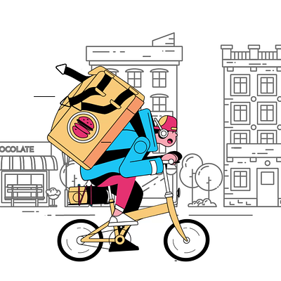 Food Delivery Man after effects animation bicyble bike looping animation motion graphics speed