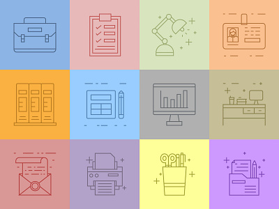 Colored Office Icons icon icon design icon set office office icon vector vector icon