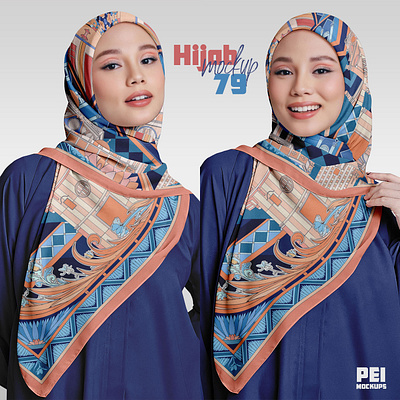 Hijab Mockup Pack 79 apparel clothes design download esarp fashion hijab mockup sal scarf shawl template textile women