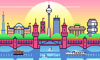 Berlin Morning px 1 8bit berlin city illustration pixel pixelart