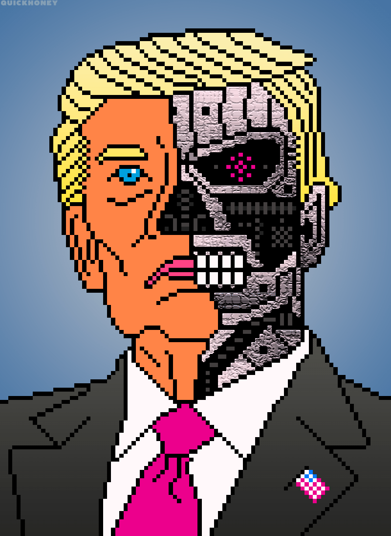 Donald Trump Terminator 8bit animation big pxel cyborg illustration pixel art pixel portrait pixelart terminator trump