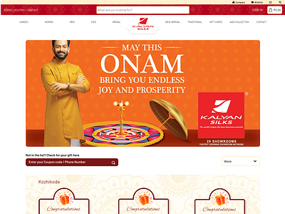 Onam Winner's Page Design For Kalyan Silks - CEYMOX adobe xd design figma graphic design illustration photoshop ui vector visual design