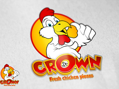 CROWN Logo branding chicken colors design graphic graphic design illustration logo logo design mockup orange pieces red yellow