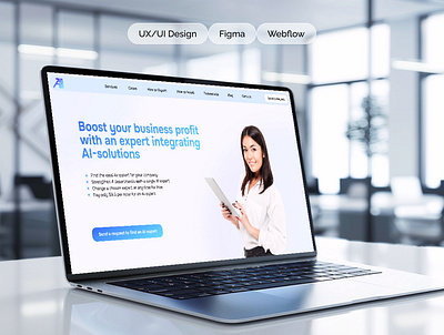 Landing for AI outsourcing company design gsap logo midjourney ui webdesigner webflow